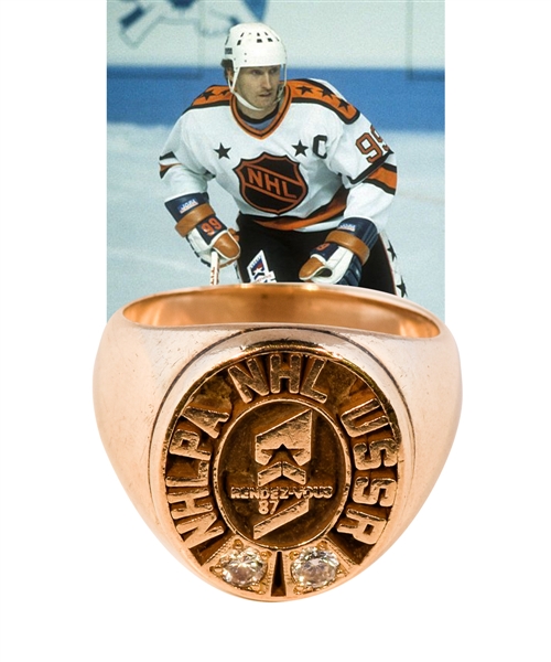 Wayne Gretzkys Rendez-Vous 87 NHL All-Stars Vs USSR 10K Gold and Diamond Ring with Great Provenance and LOA