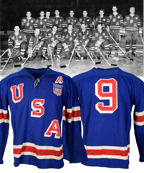 Team USA 1958 World Hockey Championships Game-Worn Alternate Captains Jersey Attributed to Weldon "Weldy" Olson with LOA
