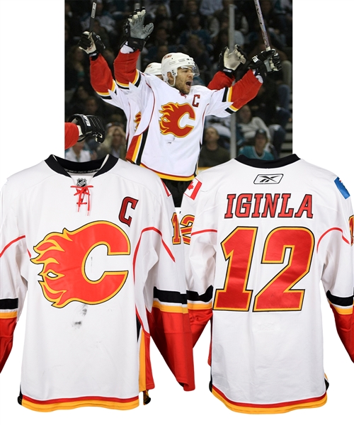 Jarome Iginlas 2007-08 Calgary Flames Game-Worn Captains Playoffs Jersey with Team LOA - 50 Goal Season! - Photo-Matched! 