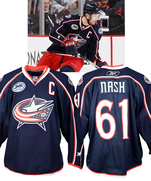 Rick Nashs 2008-09 Columbus Blue Jackets Game-Worn Captains Jersey with Team LOA - 40 Goal Season! - JHM Patch!