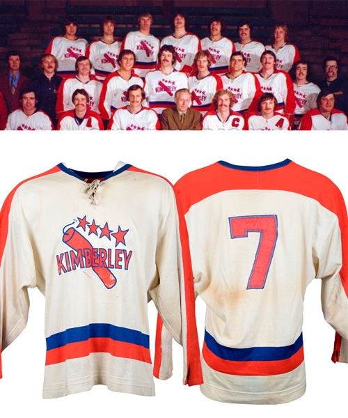 Kimberley Dynamiters (WIHL) Circa 1976-77 Game-Worn Jersey Attributed to Dave Lee