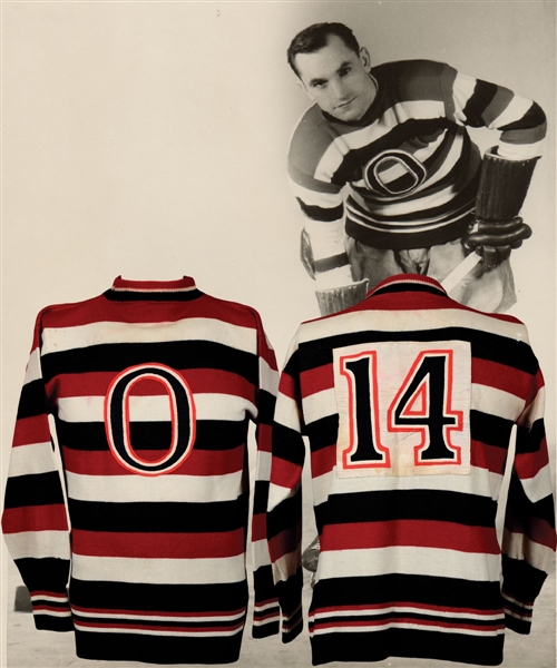 Nick Wasnies 1933-34 Ottawa Senators Game-Worn Wool Jersey from Family with LOA - Photo-Matched!