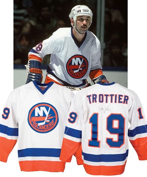 Bryan Trottiers 1983-84 New York Islanders Signed Game-Worn Jersey with LOA