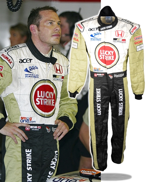 Jacques Villeneuve’s 2002 Lucky Strike BAR Honda F1 Team Signed Sparco Race-Worn Suit with His Signed LOA