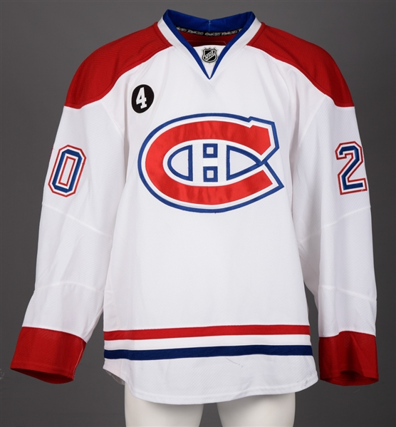 Manny Malhotras 2014-15 Montreal Canadiens Game-Worn Jersey with Team LOA - Beliveau Memorial Patch!