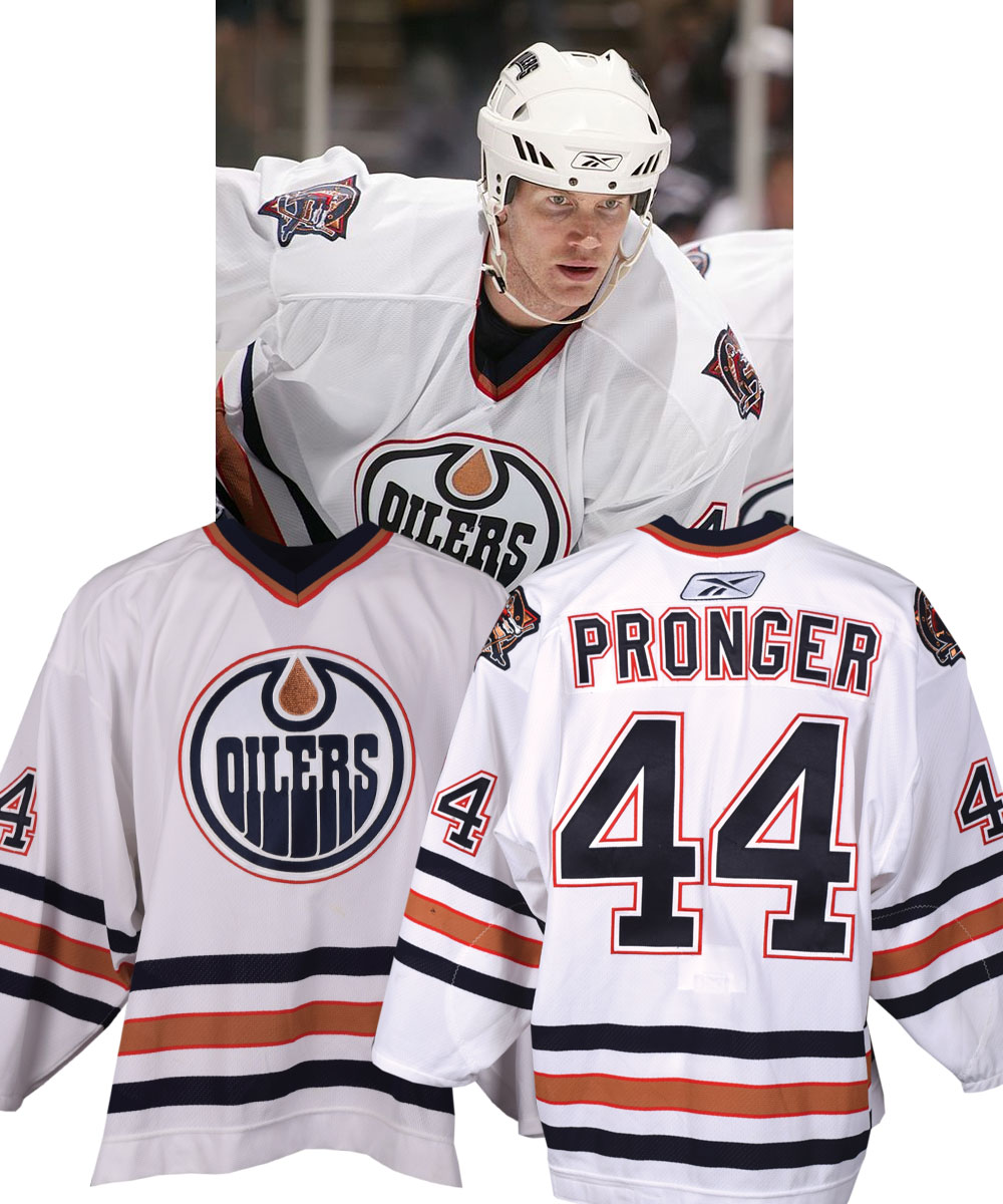 2005-06 Chris Pronger Edmonton Oilers Game Worn Jersey - Photo Match – Team  Letter