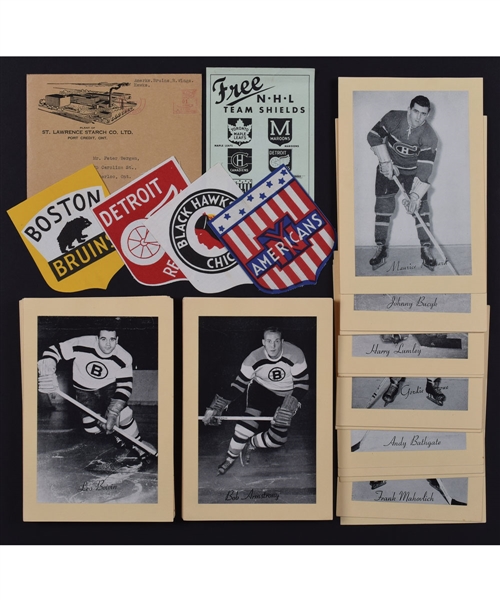 1934-43 Bee Hive Premium NHL Team Shield / Crest Collection of 4 Plus 1945-64 Bee Hive Group 2 Hockey Photos (94)