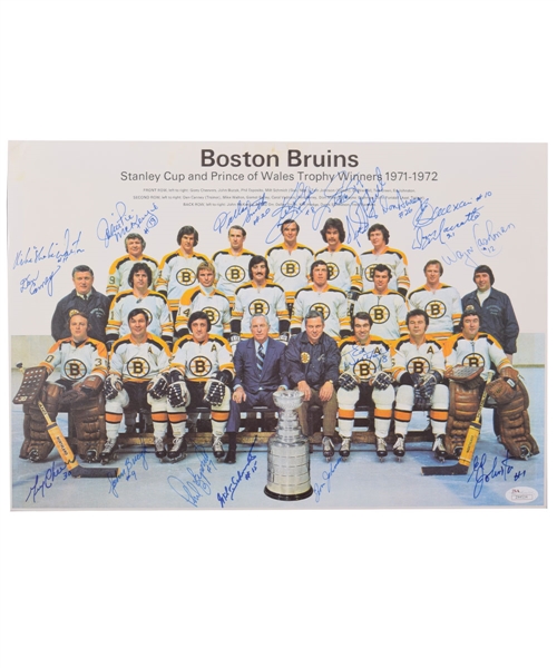 Boston Bruins 1971-72 Stanley Cup Champions Team-Signed Photo by 18 with JSA LOA (11” x 16”) 