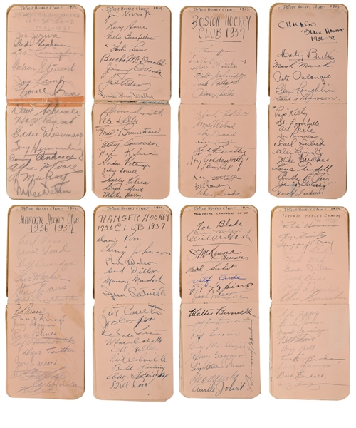 Amazing 1936-37 NHL Autograph Booklet Including all 8 Teams! - 130 Signatures! - 38 Deceased HOFers!