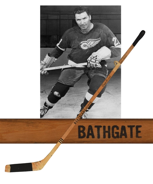 Andy Bathgates 1966-67 Detroit Red Wings Team-Signed Northland Game-Used Stick