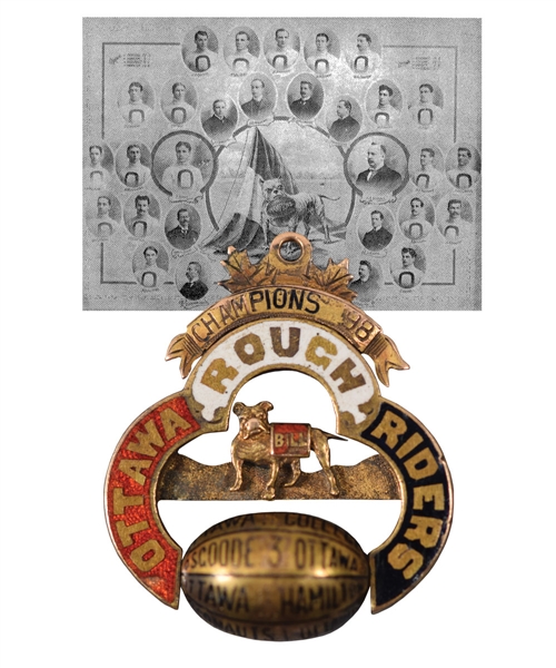 1898 Ottawa Rough Riders Football Dominion Championship 14K Gold Pendant
