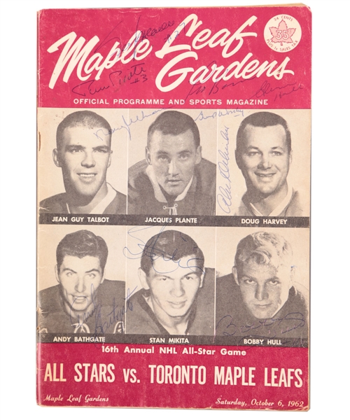 1962 NHL All-Star Game Program Signed by 25+ All-Stars and Maple Leafs with LOA