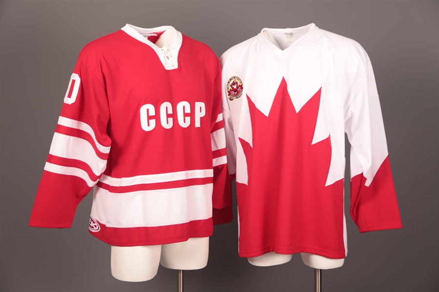 Paul Henderson Team Canada and Vladimir Tretiak CCCP Signed Jerseys with COAs