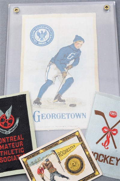 1910s Tobacco Hockey Silk and Card Collection of 4 