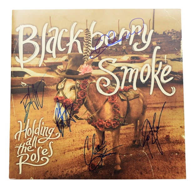 "Blackberry Smoke" Paul Jackson, Charlie Starr, Brandon Still, Brit Turner and Richard Turner Band-Signed "Holding all the Roses" LP Album Cover - JSA Certified