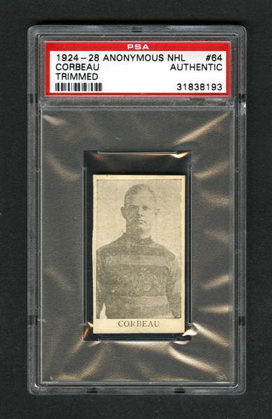 1925-27 Anonymous Hockey Card #64 Bert Corbeau - Graded PSA Authentic