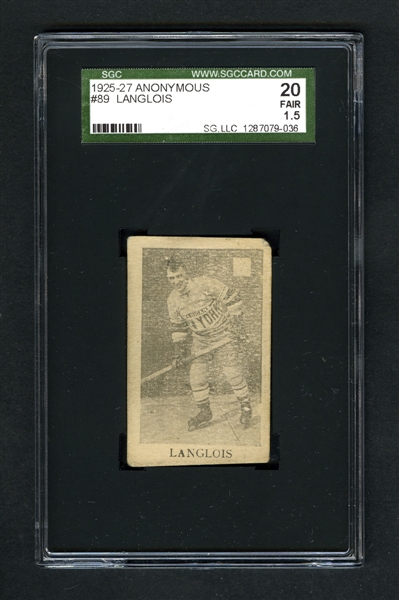 1925-27 Anonymous SGC-Graded New York Rangers / Americans Hockey Card Collection of 2 - #89 Langlois and #108 Abel