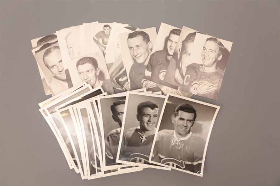 Montreal Canadiens Early-1950s Adolphe Studio Players Photos (18) Plus 1940s/1950s Detroit Red Wings JD McCarthy Postcards (31)