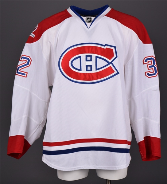 Travis Moens 2009-10 Montreal Canadiens Game-Worn Away Jersey with Centennial Patch and Team LOA