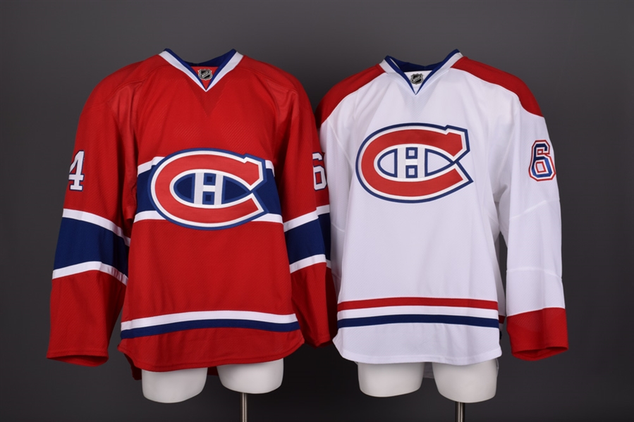 Olivier Fortiers 2011-12 Montreal Canadiens Game-Issued Home and Away Jerseys with Team LOAs