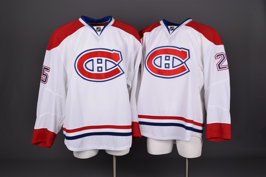Hal Gills and Tomas Kaberles 2011-12 Montreal Canadiens Game-Issued Away Jerseys with Team LOAs
