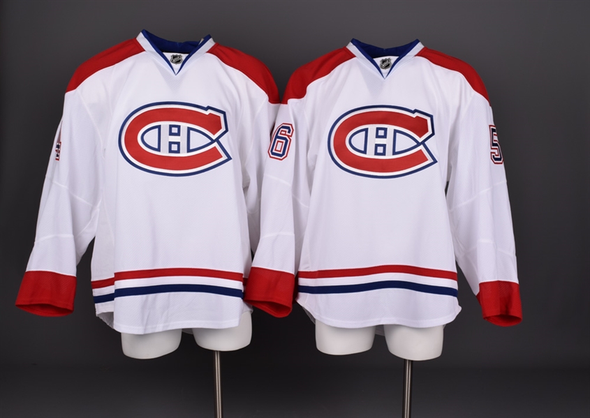 Brian Willisies and Mark Miteras 2011-12 Montreal Canadiens Game-Issued Away Jerseys with Team LOAs