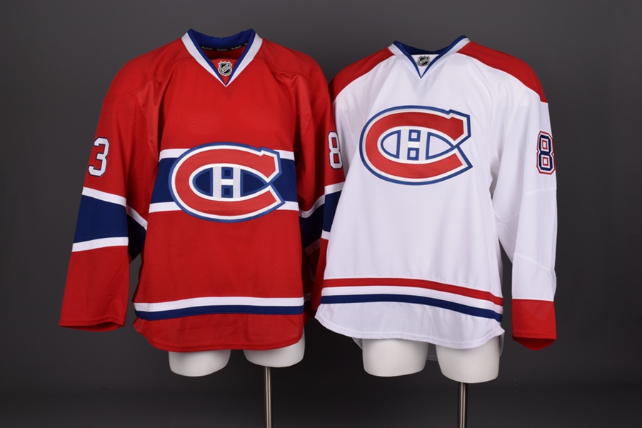 Stephen MacAulays 2013-14 Montreal Canadiens Game-Issued Home and Away Jerseys with Team LOAs