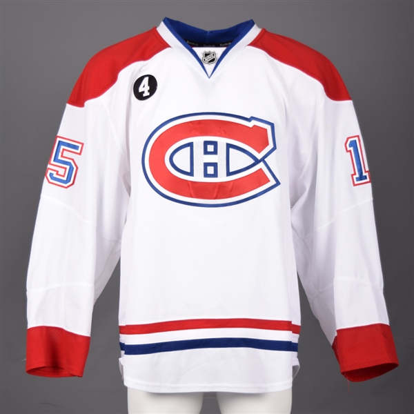 Pierre-Alexandre Parenteaus 2014-15 Montreal Canadiens Game-Worn Away Jersey with Team LOA - Beliveau Memorial Patch!