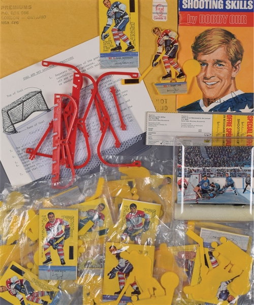 1971-72 Post Shooters Unopened Near Complete Set (14/16) with 4 extras, Premium Hockey Net and Instructions and More! 