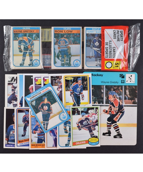 Wayne Gretzky Hockey Card Collection with 1979-80 O-Pee-Chee Rookie Card, 1979 Sportscaster Card, 1982-83 O-Pee-Chee Rack Pack and More