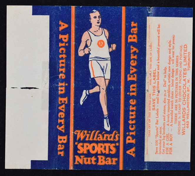 1923-24 Willards Chocolates V122 Hockey / Multi-Sport Card Wrapper