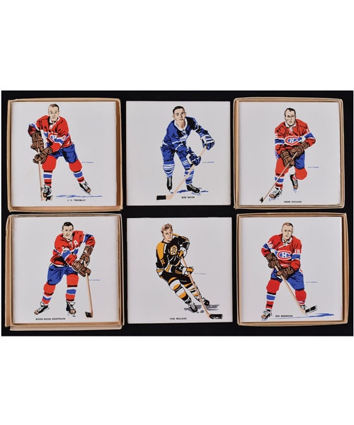 1962-63 H.M. Cowans/Screenarts Tile Collection of 7 Including Henri Richard and Boom Boom Geoffrion