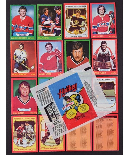 1973-74 O-Pee-Chee Hockey Complete 264-Card Set Plus Series #1 and Series #2 Wrappers