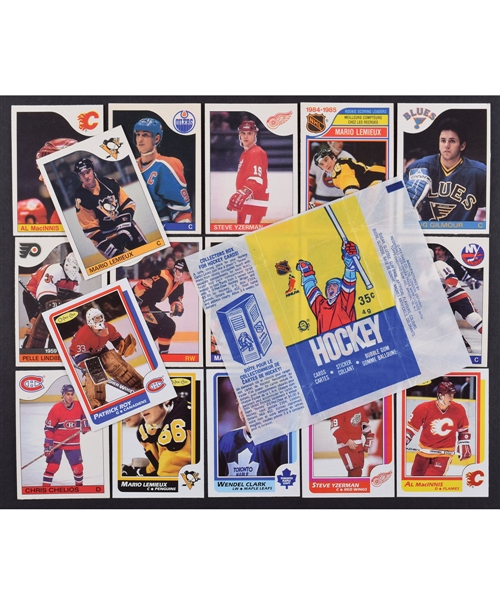 1985-86 and 1986-87 O-Pee-Chee Hockey Complete 264-Card Sets with Mario Lemieux and Patrick Roy RCs Plus Wrappers