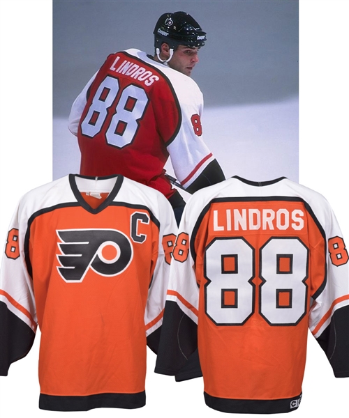 Eric Lindros 1995-96 Philadelphia Flyers Game-Worn Captains Playoffs Jersey with His Signed LOA