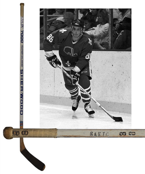 Joe Sakics 1988-89 Quebec Nordiques Sher-Wood Game-Used Rookie Season Stick