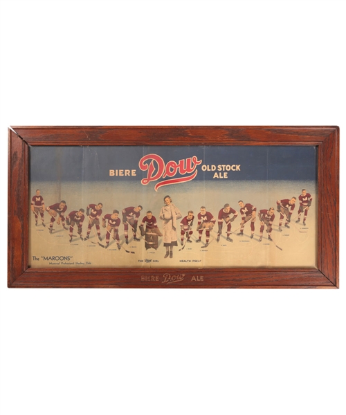 1932-33 Montreal Maroons Dow Beer Advertising Display (16 ½” x 33 ½”) 