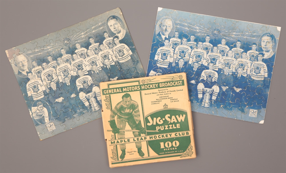Toronto Maple Leafs 1931-32 Team Photo Jigsaw Puzzles (2 - Both Variations) Plus Original Box