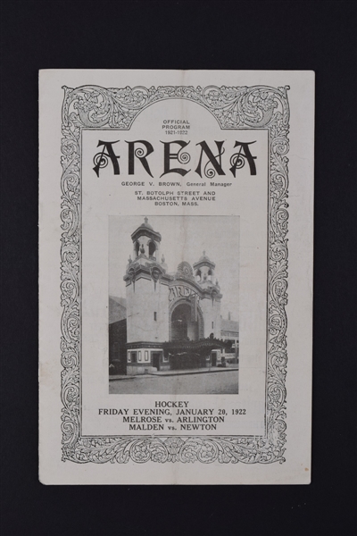 Boston Arena 1921-22 Official Hockey Program - Boston Bruins First Arena!