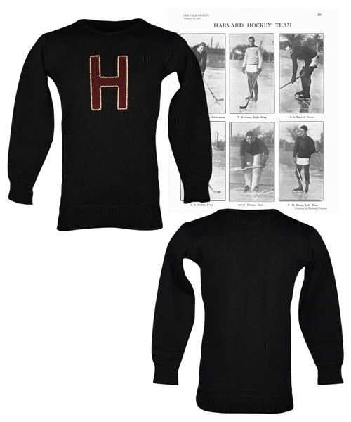 Antique Circa Late-1910s Hockey Jersey Attributed to Francis Bacon of Harvard Hockey Team