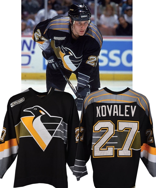 Alexei Kovalevs 1999-2000 Pittsburgh Penguins Game-Worn Jersey - Nice Game Wear! - Photo-Matched!