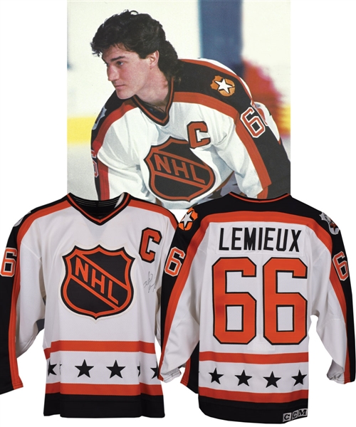 Mario Lemieuxs 1990 NHL All-Star Game Wales Conference Signed Game-Worn Captains Jersey - Photo-Matched!