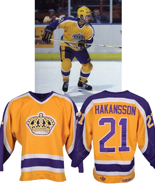 Anders Hakanssons 1985-86 Los Angeles Kings Game-Worn Jersey - Team Repairs!