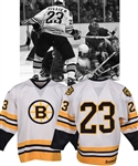 Randy Hilliers 1982-83 Boston Bruins Game-Worn Jersey - Team Repairs! - Photo-Matched!