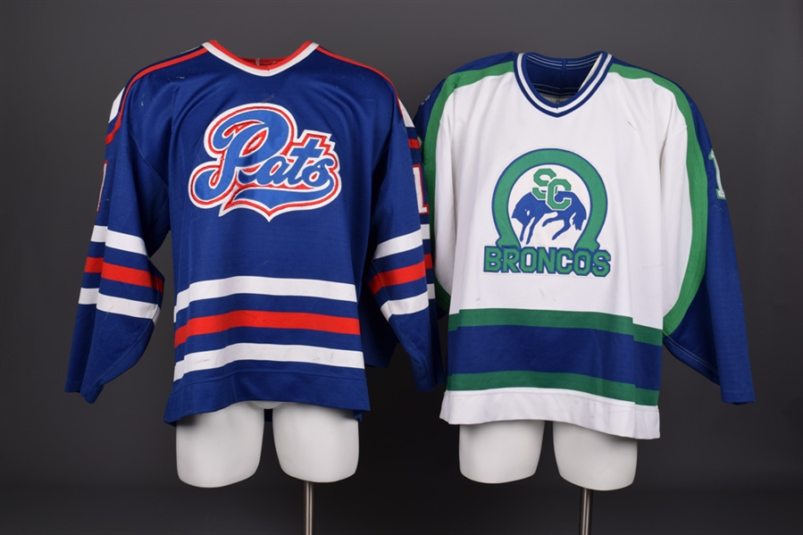 WHL 1990s Game-Worn Jersey Collection of 4 with Medicine Hat Tigers, Kamloops Blazers, Swift Current Broncos and Regina Pats