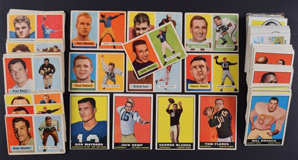 Football Card Collection with 1957 Topps (47), 1961 Topps (46) and 1961 Nu-Cards (22)