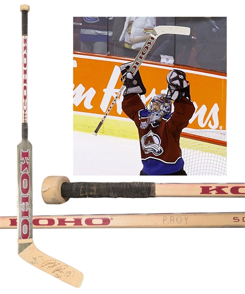 Patrick Roys Early-2000s Colorado Avalanche Signed Koho 500 Game-Used Stick 