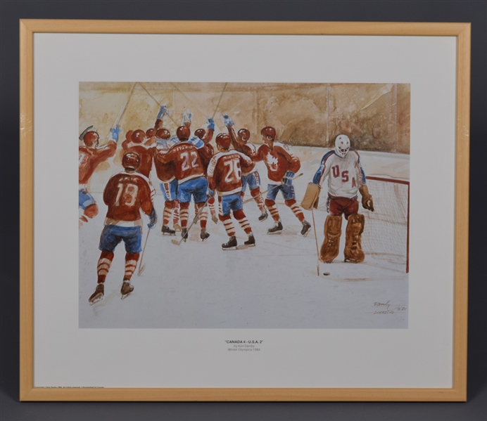 Ken Danby 1984 Winter Olympics Framed Lithograph Collection of 4 with Canada vs USA Hockey