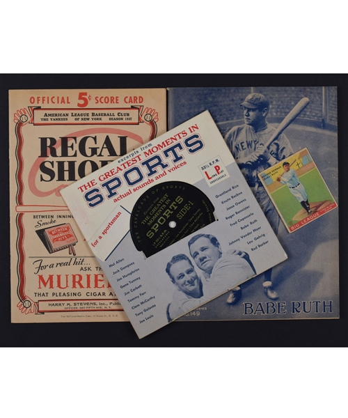 Babe Ruth Collection of 6 with 1933 World Wide Gum V353 Baseball Card #80 (Canadian Goudey) plus Publications and More! 