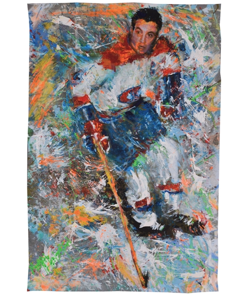 Jean Beliveau Montreal Canadiens Original Painting on Canvas by Renowned Artist Murray Henderson (23 ½ x 35)